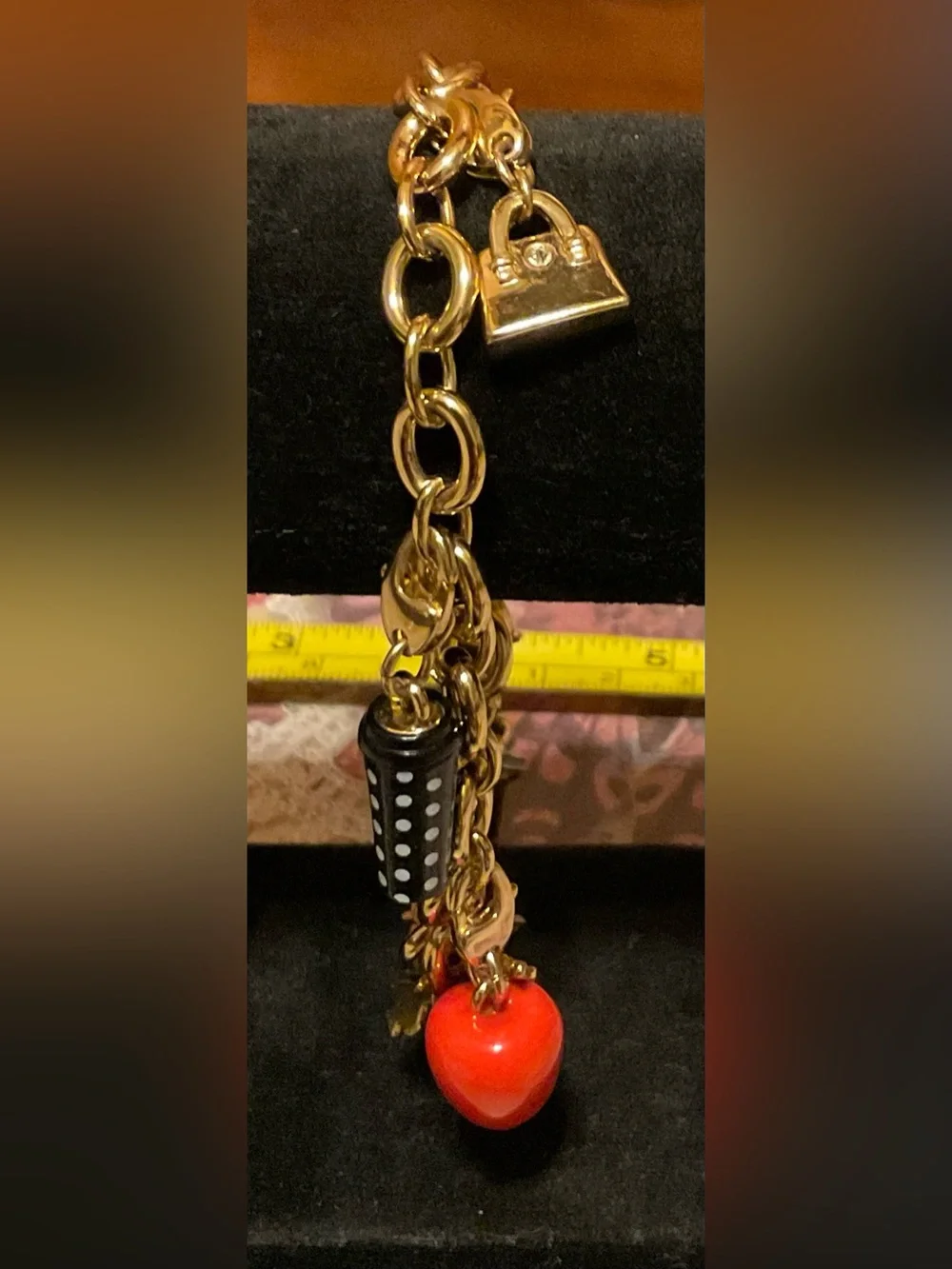 Kate Spade Detachable Charm Bracelet Gold Y2K Mom Big Apple Coffee Couquette